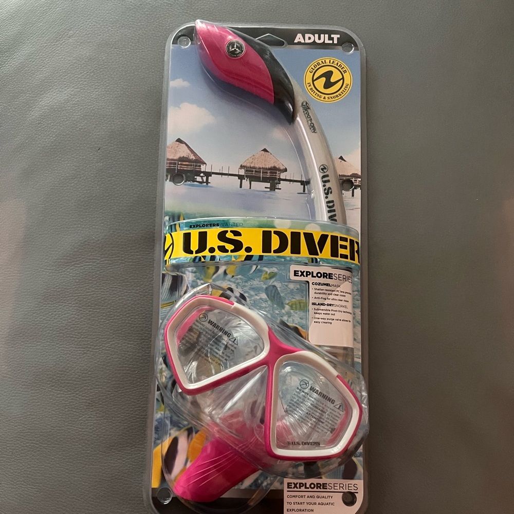 NIP AQUA LUNG US DIVER EXPLORE SERIES ADULT SNORKEL /MASK SET - FUCHSIA
